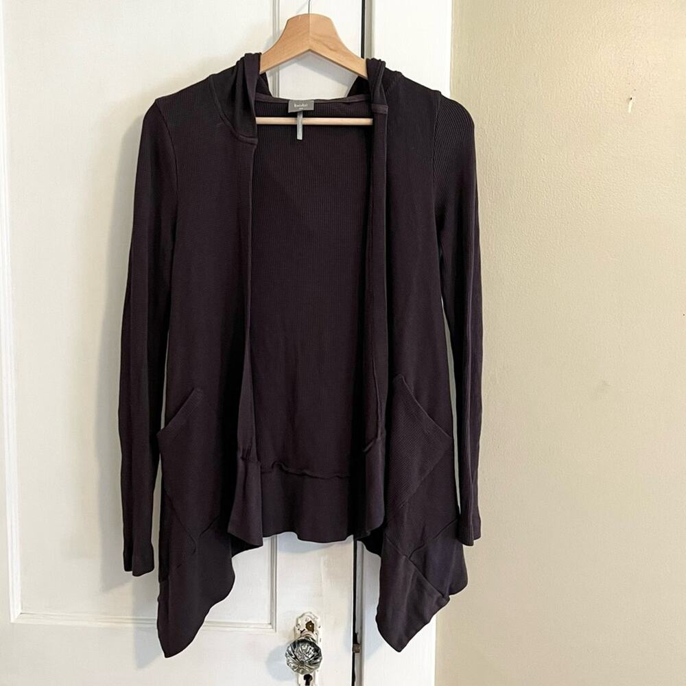 Bobi revolve waffle knit hoodie cardigan purple sweater